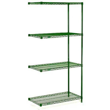 Nexel 24W x 21D x 86H Wire Shelving Add-On, Green Epoxy Finish A21248G